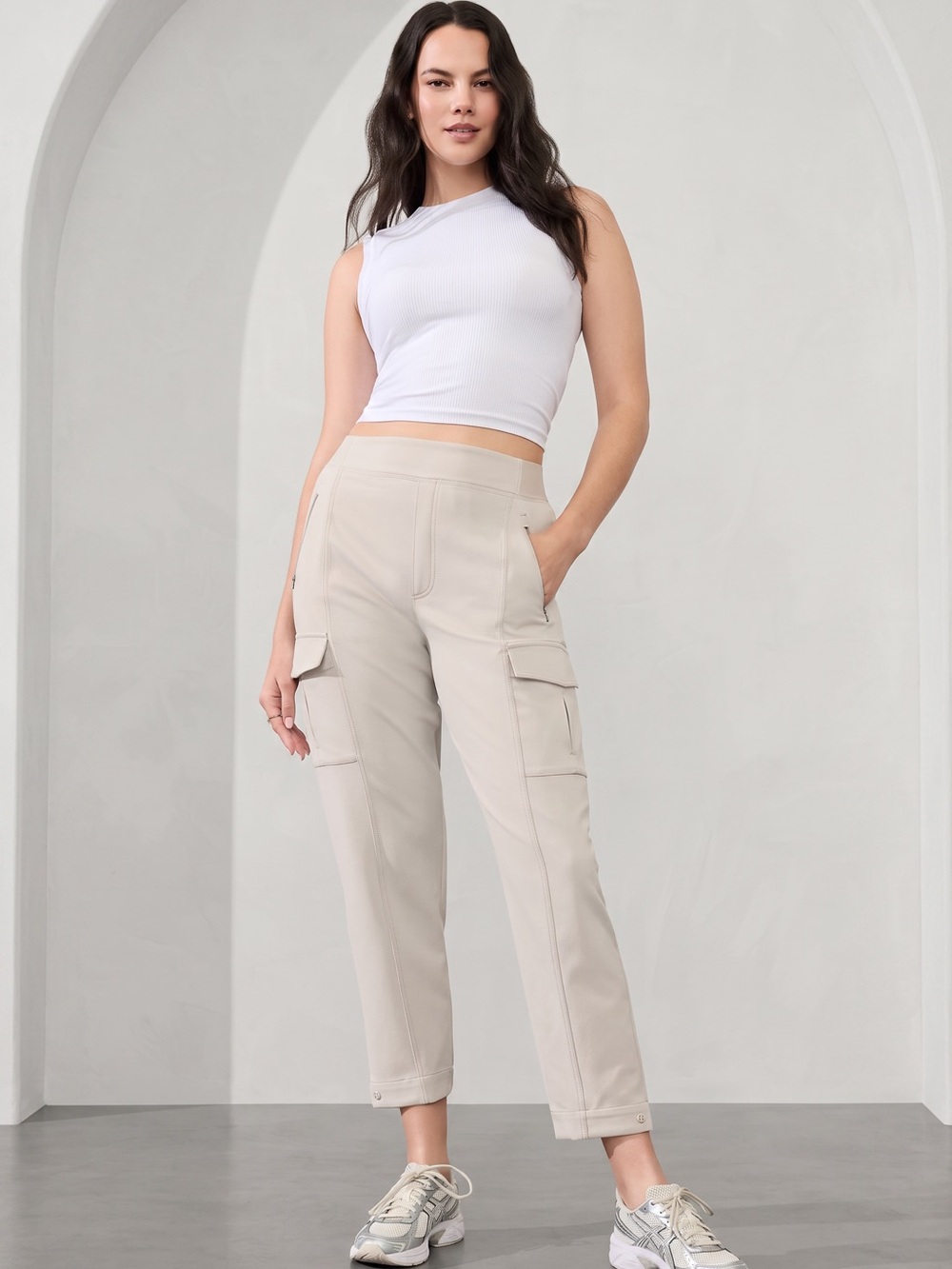 Athleta Endless Cargo Pant Sz 14 Pants Abalone #467187 Winter White